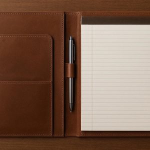 20 Leather Portfolio Folder with Notepad and Pen Holder