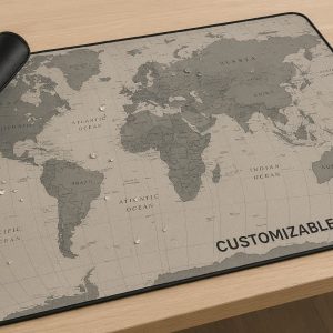 Waterproof PVC Desk Mat with Customizable Size and World Map