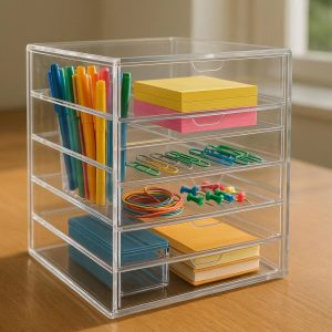 9 Clear Acrylic Desktop Organizer with Drawers